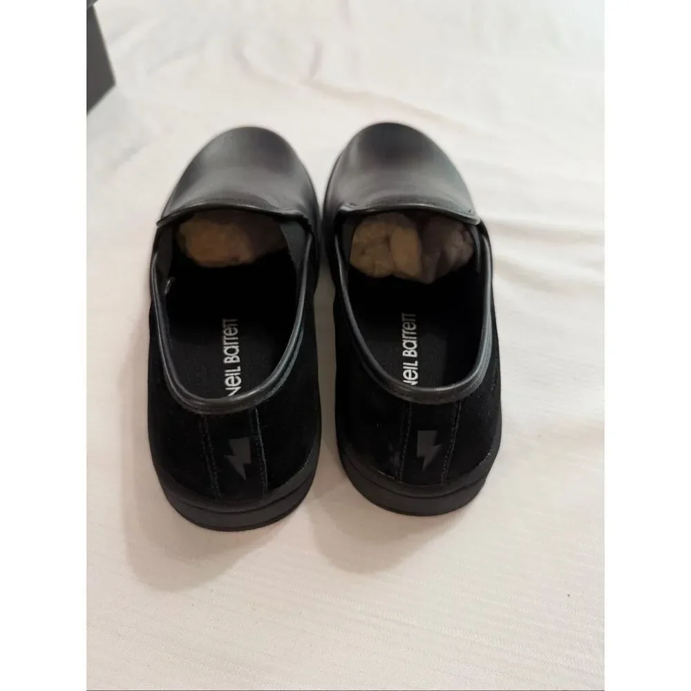 NEW Neil Barrett Leather Slip-On Sneakers Unisex Black Size EU 35 US 5 NIB